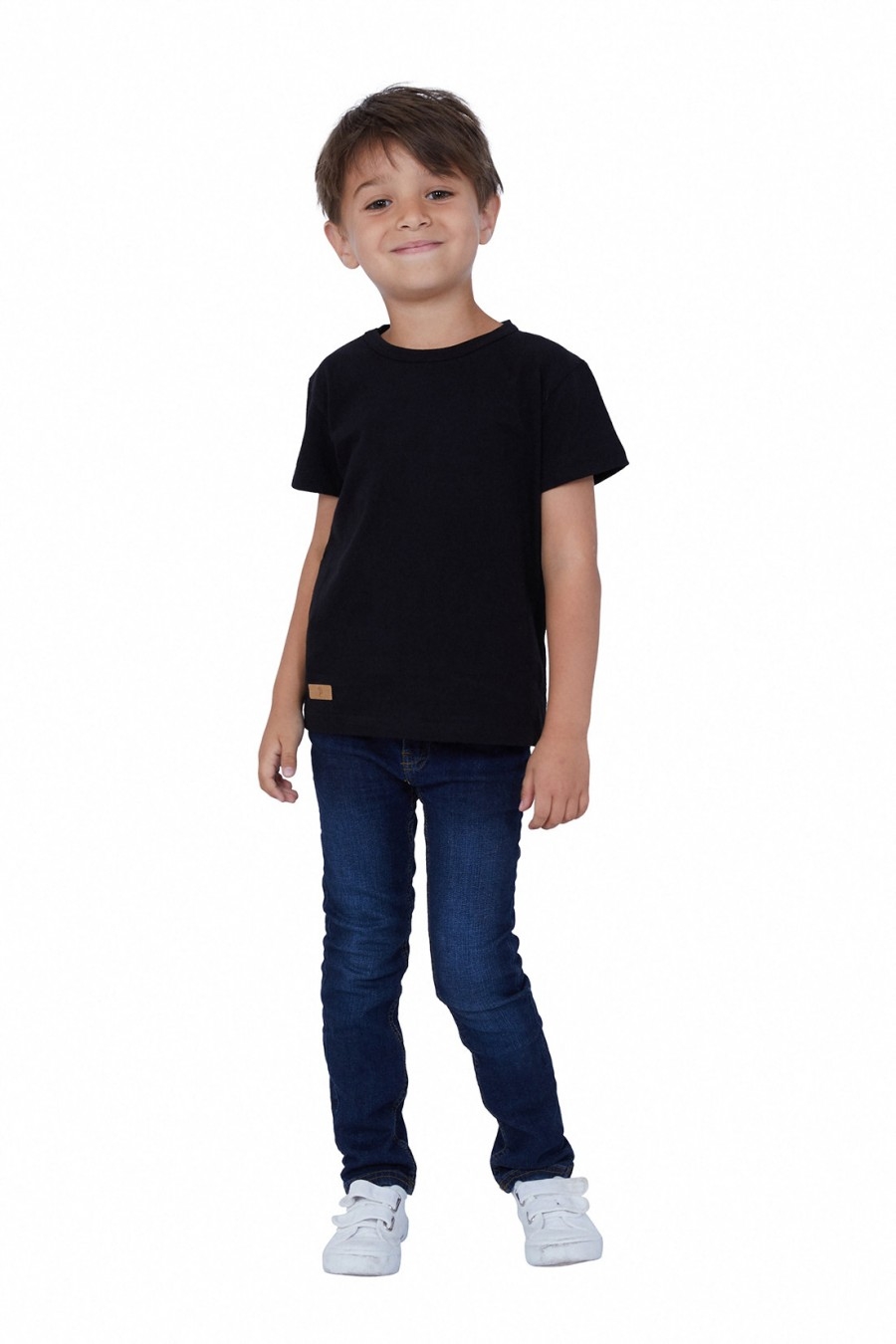 T-SHIRT ENFANT MANCHE COURTE COL ROND NOIR - Made in France & Coton bio