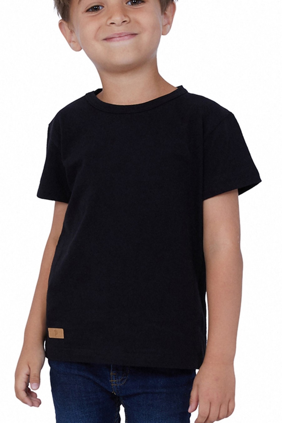 T-SHIRT ENFANT MANCHE COURTE COL ROND NOIR - Made in France & Coton bio
