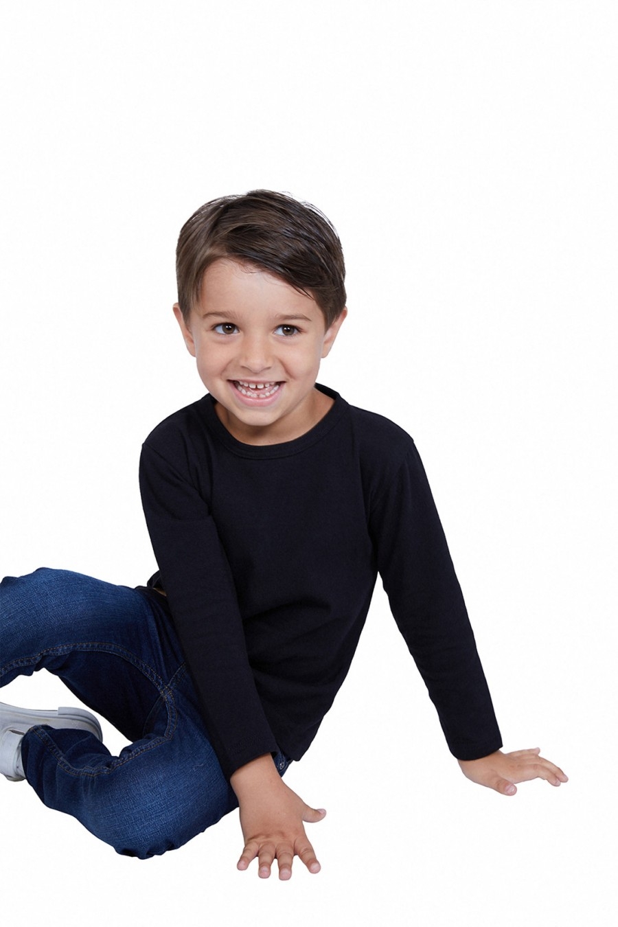 T-SHIRT ENFANT MANCHE LONGUE COL ROND NOIR - Made in France & Coton bio