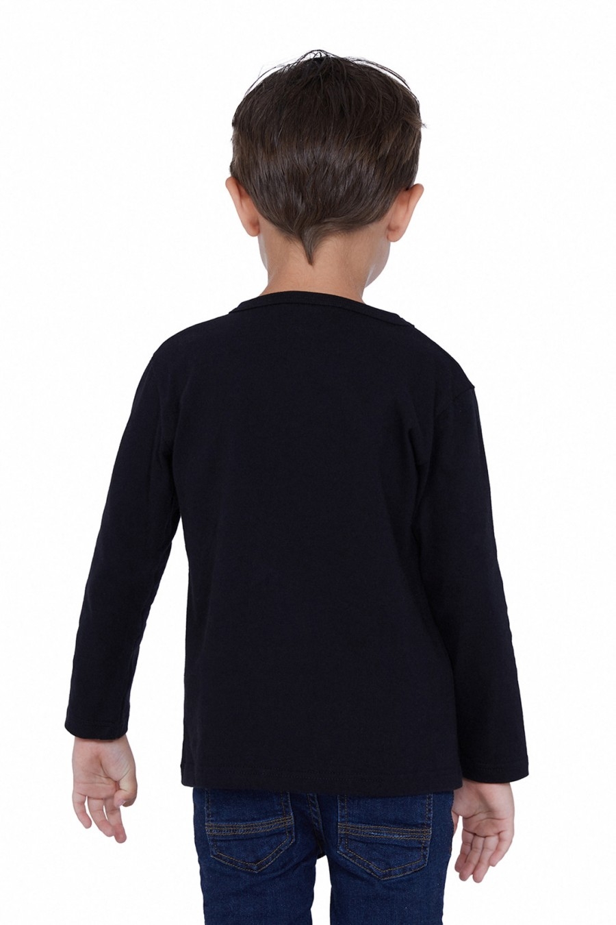 T-SHIRT ENFANT MANCHE LONGUE COL ROND NOIR - Made in France & Coton bio