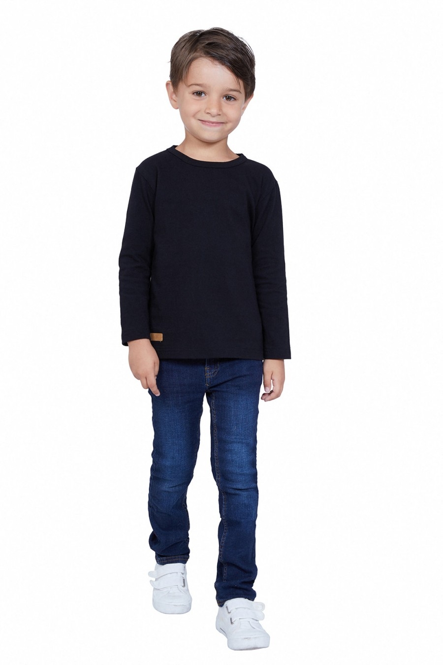 T-SHIRT ENFANT MANCHE LONGUE COL ROND NOIR - Made in France & Coton bio