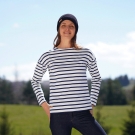 T-SHIRT FEMME MANCHES LONGUES MARINIERE BLANC - Made in France & Coton Bio